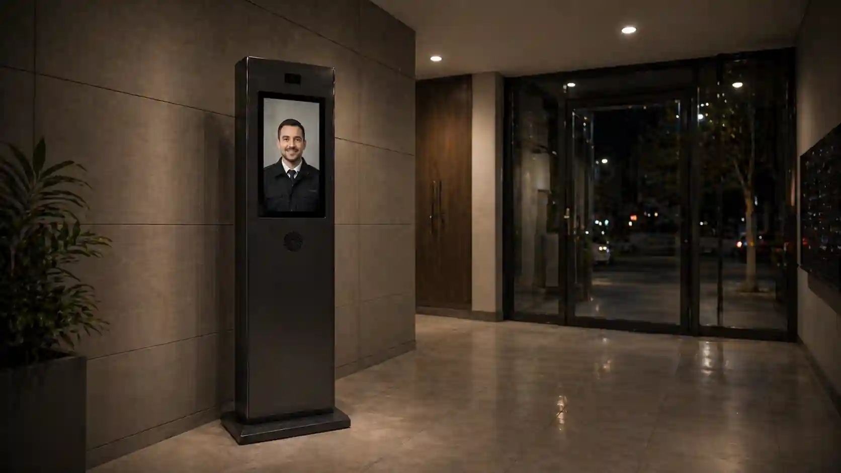 Portería tradicional, tótem virtual y control de accesos comparados visualmente