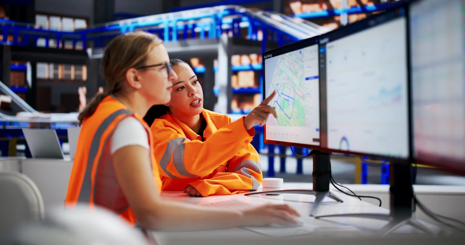 Operadoras planificando rutas de la flota en el software de monitoreo